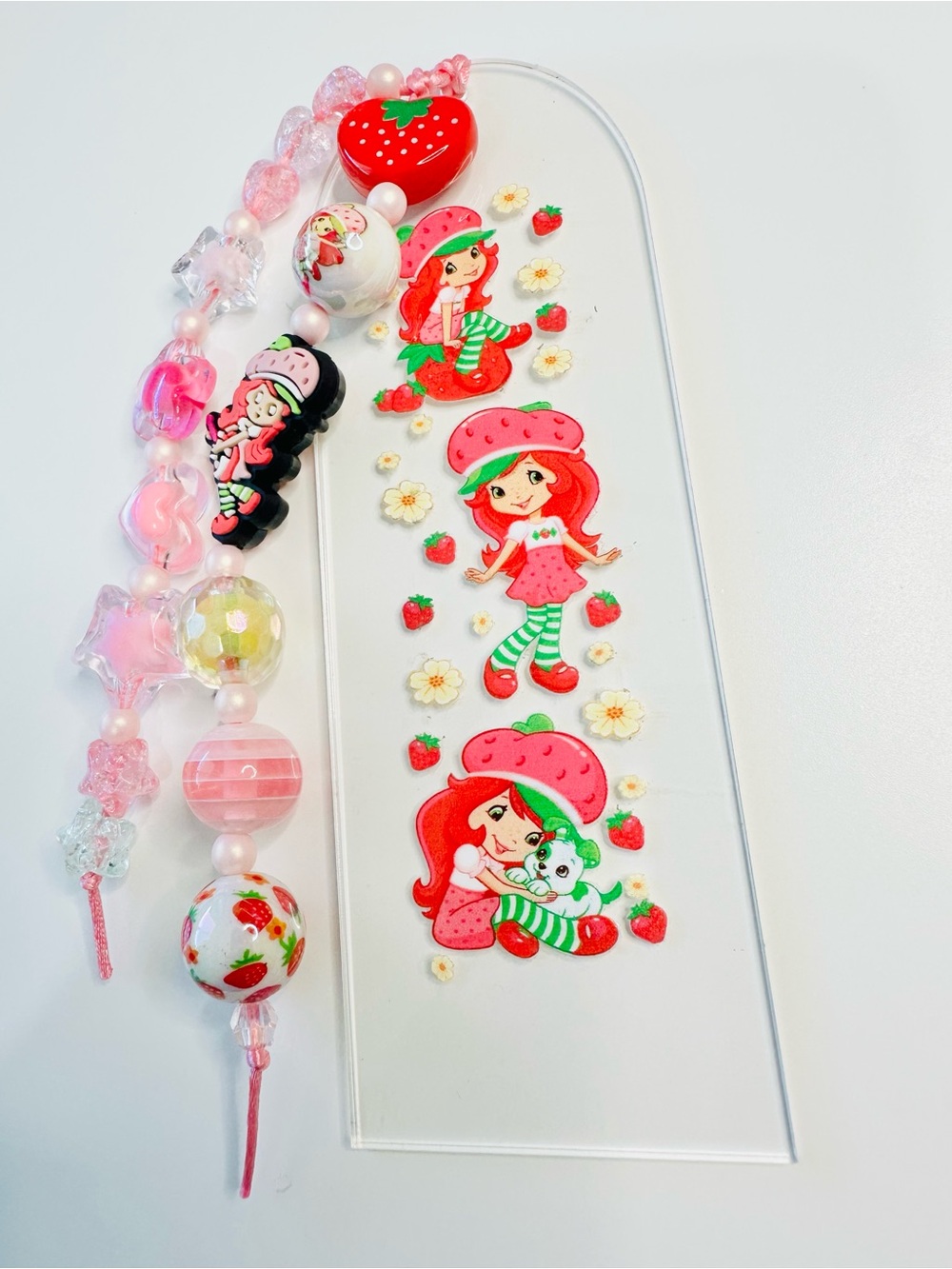 Strawberry Girl Pink beaded Bookmark